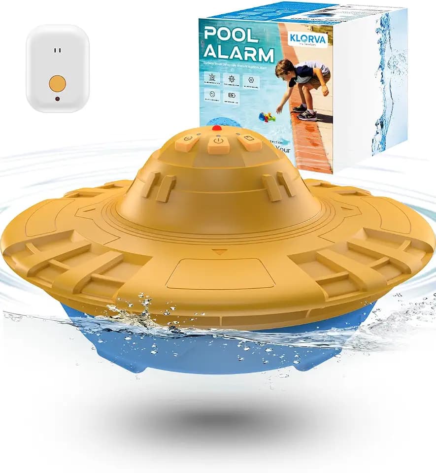 Pool Alarm for Inground & Above Ground Pools, Floating Pool Safety Alarm for Kids & Pets, No App or WiFi Needed, 85dB+ Loud Alert at 10 ft, Adjustable Sensitivity, Covers 20x40ft (YE&BU)