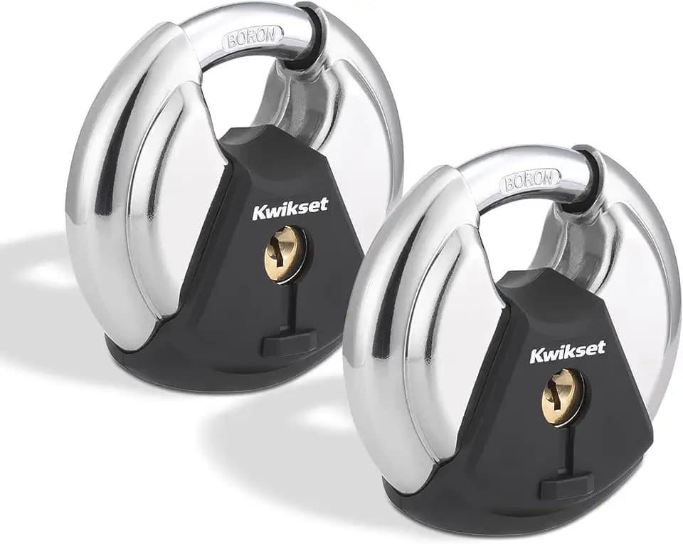Kwikset Discus Padlock with Boron Carbide Shackle, 2-3/4" Body, 2-Pack
