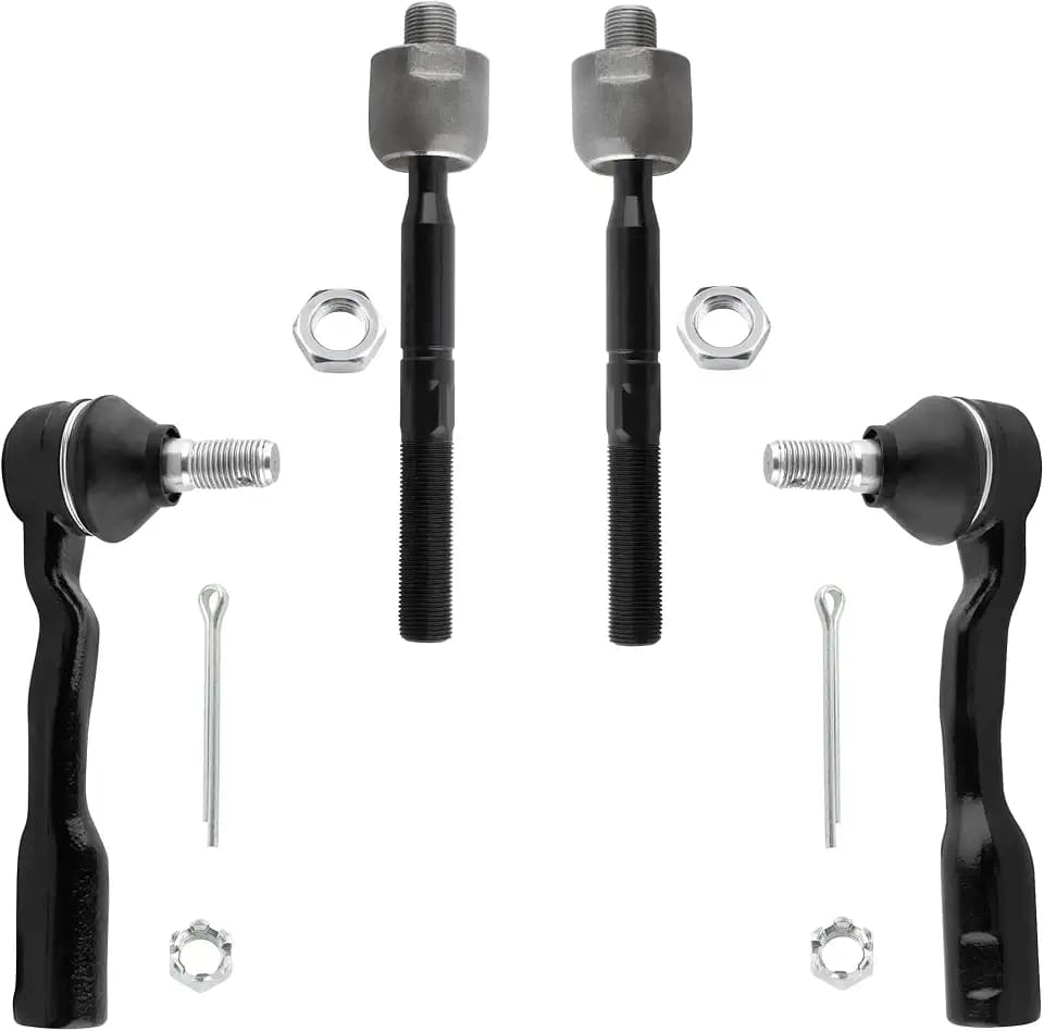 BOXI 4pcs Front Inner and Outer Tie Rods Fit for Toyota Sequoia 2001 2002 / Tundra 2000 2001 2002 (All Models Fits 2WD & 4x4) | EV800444 ES3564 ES3565