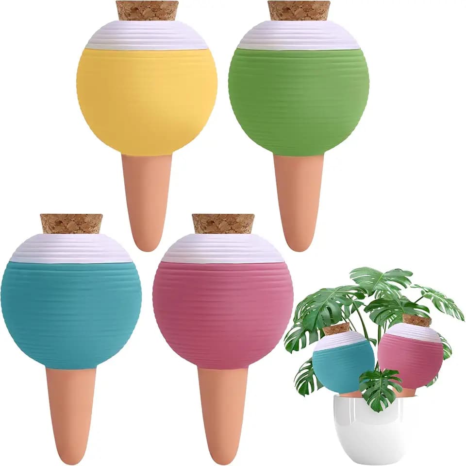 4PCS Plant Watering Globes, Large Terracotta Automatic Watering Stake