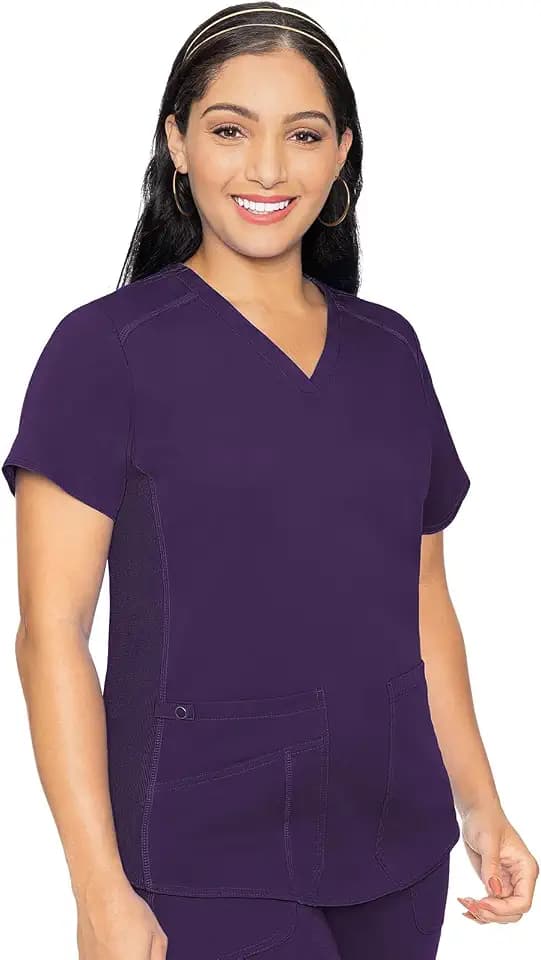 Med Couture Touch V-Neck Scrub Tops Women Classic Fit Nurse Shirt 4 Pockets
