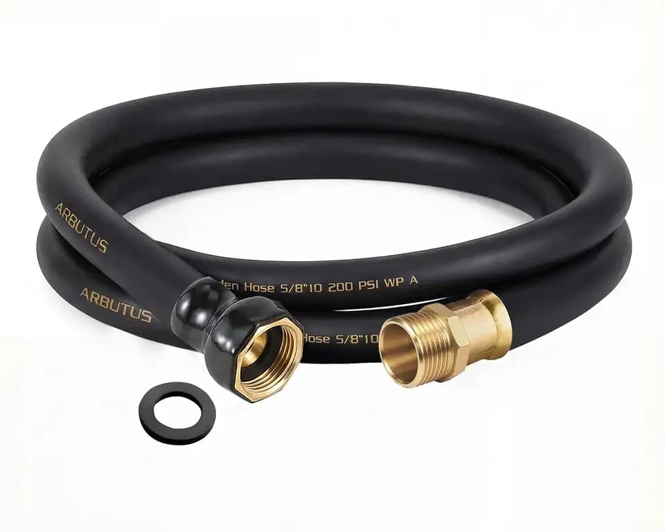 Garden Hose 5/8"x 10ft Brass Rubber Heavy Duty Water Hose 600 PSI Black