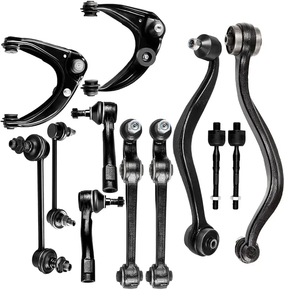 SCITOO 12-PC Suspension Kit Replacement fit for Mazda 6 2003-2007 Lower Control Arm and Ball Joint Upper Control Arm and Ball Joint Inner Outer Tie Rod End Sway Bar End Link Auto Parts
