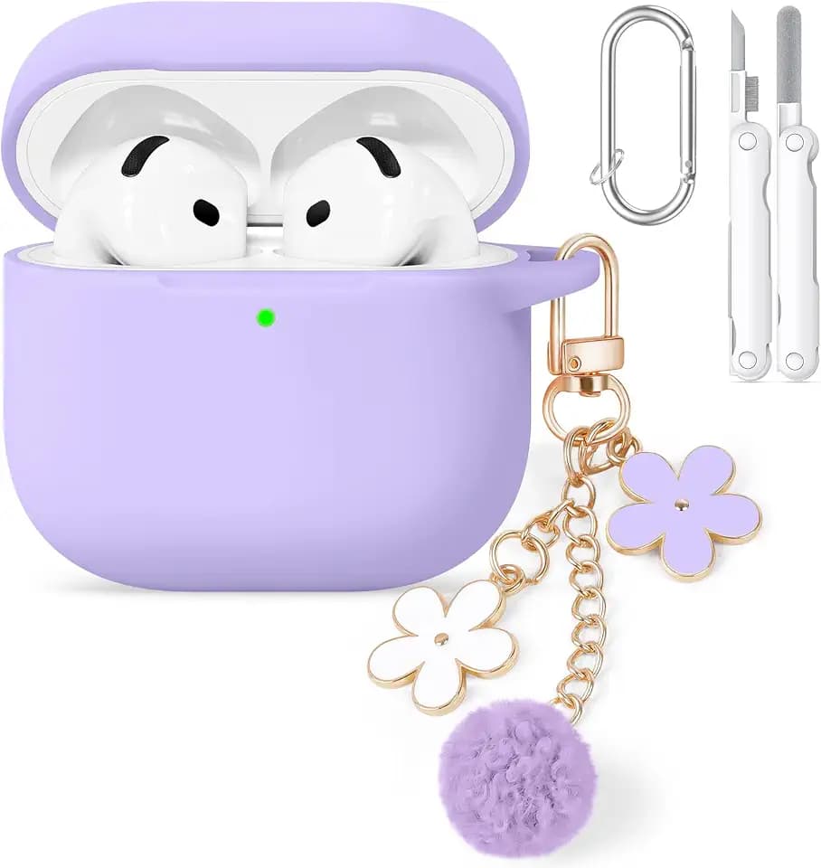 for AirPods 5/4 Case (2026/2024), Soft Silicone Protector-Purple