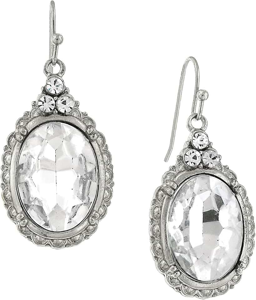 1928 Jewelry "Victorian" Oval Multi Faceted Drop Earrings