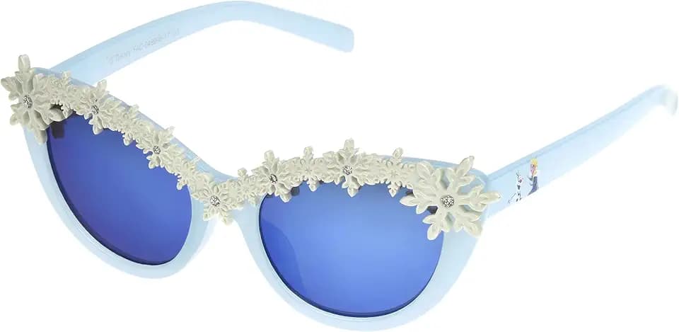 Disney Frozen Inspired Kids Snowflakes Cat Eye Sunglasses, Light Blue