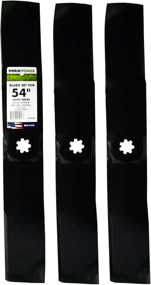 Maxpower 561813B 3-Blade Set for 54-Inch John Deere Rider, Replaces GX21380, GY20684, and GY20679