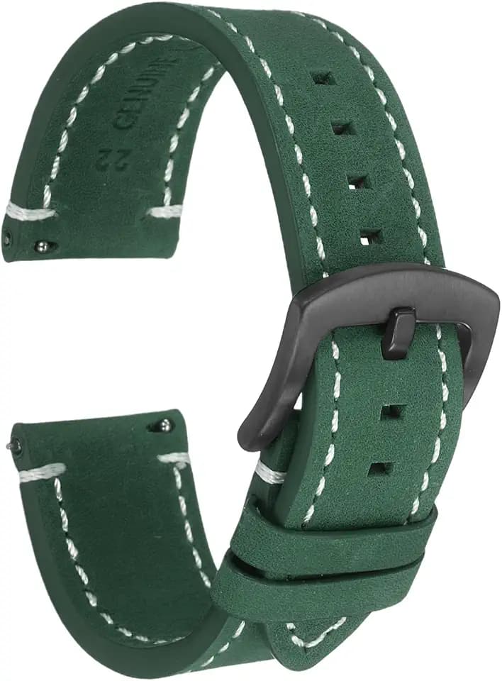 HARFINGTON Leather Watch Band Quick Release Watch Strap Cowhide Replacement