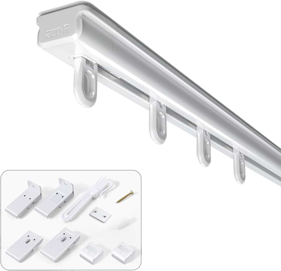 Sekey Gardinenstange Ausziehbar Gardinenschiene 1-läufig Alu-Vorhangschiene teleskopisch Vorhangstange Verstellbare Gardinenstange 110-210 cm