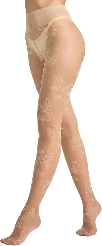 LABELLA Perfect Floral Patterned Sheer Pantyhose,Sexy Lace Tights For Women
