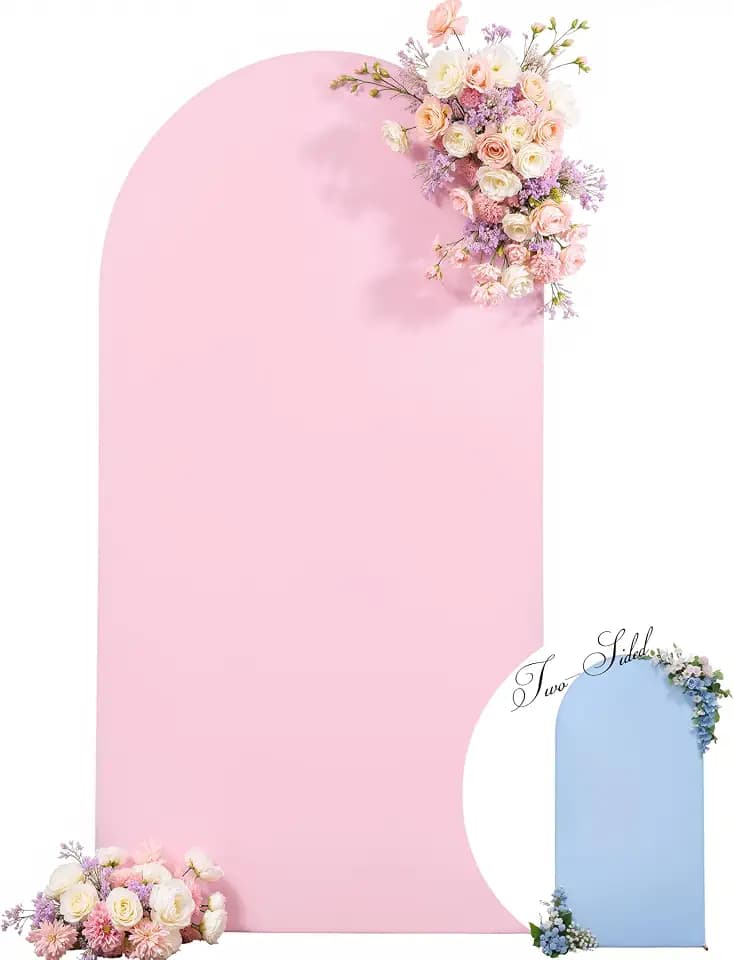 Wedding Arch Backdrop Cover, 5FT Blue Pink Arch Cover Stretchy Backdrops, Double-Sided Arch Stand Covers for Gender Reveal, Baby Shower, Birthday Party Decoration
