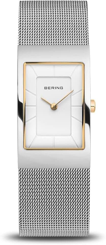 Bering Damen Quarz Uhr | Armbanduhr 22 mm Edelstahlgehäuse und Zifferblatt | Milanaisearmband | Saphierglas | 5 ATM | 10222