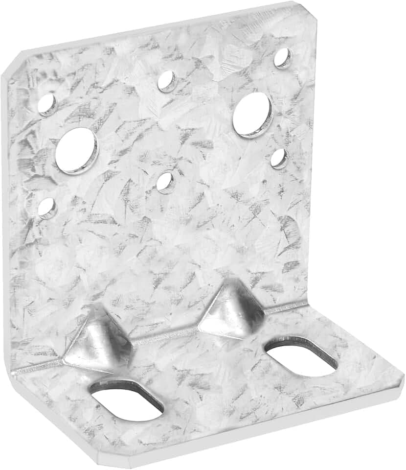 6 Pack Corner Bracket Heavy Duty L Brackets for Wood HDG Angle Brackets Versatile Corner Brace with Reinforing Ribs and Adjustable Sloted Holes, Anti-Rust, 2.8MM Thickness, 3.15x3.15x2in
