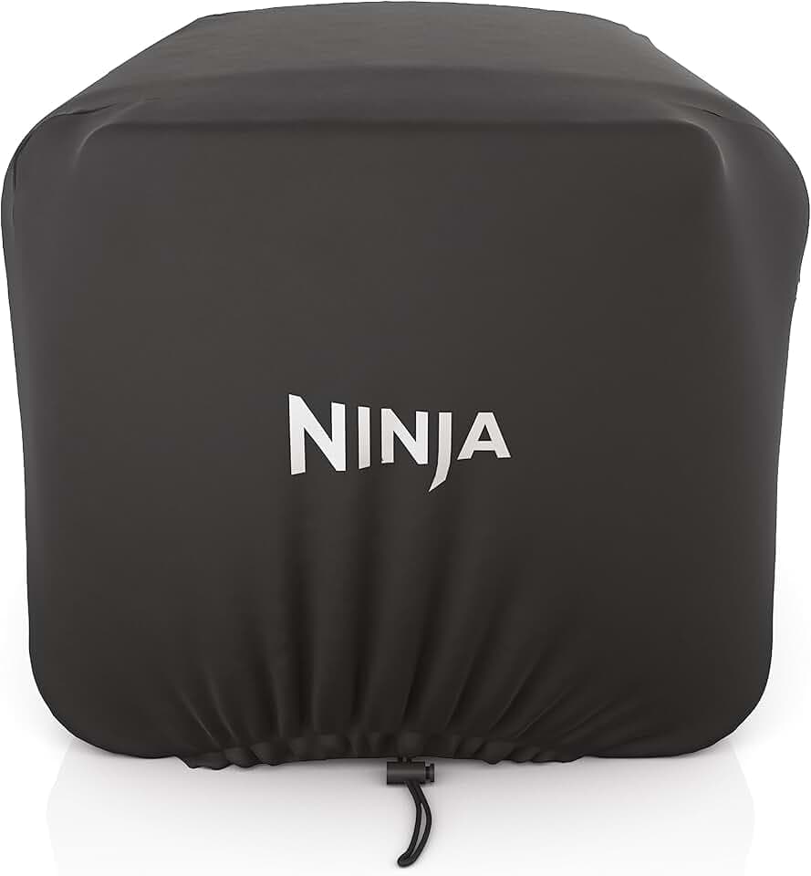 Ninja XSKOCVR Premium Cover, Compatible Woodfire Outdoor Oven (OO100 series), Adjustable Drawstrings, UV and Water-Resistant, Lightweight, Black, 19.5'' x 16.5'' x 15"