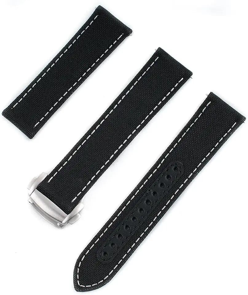 StrapHabit Quick Release Deployant Sailcloth Watch Strap For Large and Small Wrists - Women and Men - Band Nylon Leather Deloyment Recycled 18mm, 19mm, 20mm, 21mm, 22mm