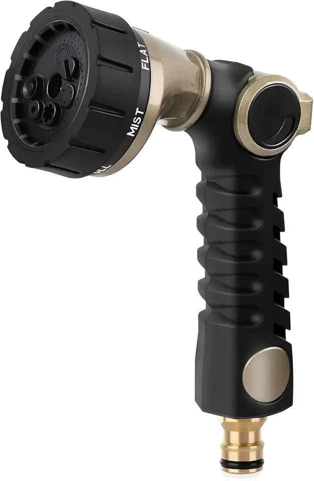 RESTMO Gartenbrause Metall Heavy Duty, Gartenschlauch Spritze | Robuste Handbrause Garten, 7 Muster Garten Wasserspritze für Bewässerung, Autowaschen, Schwarz