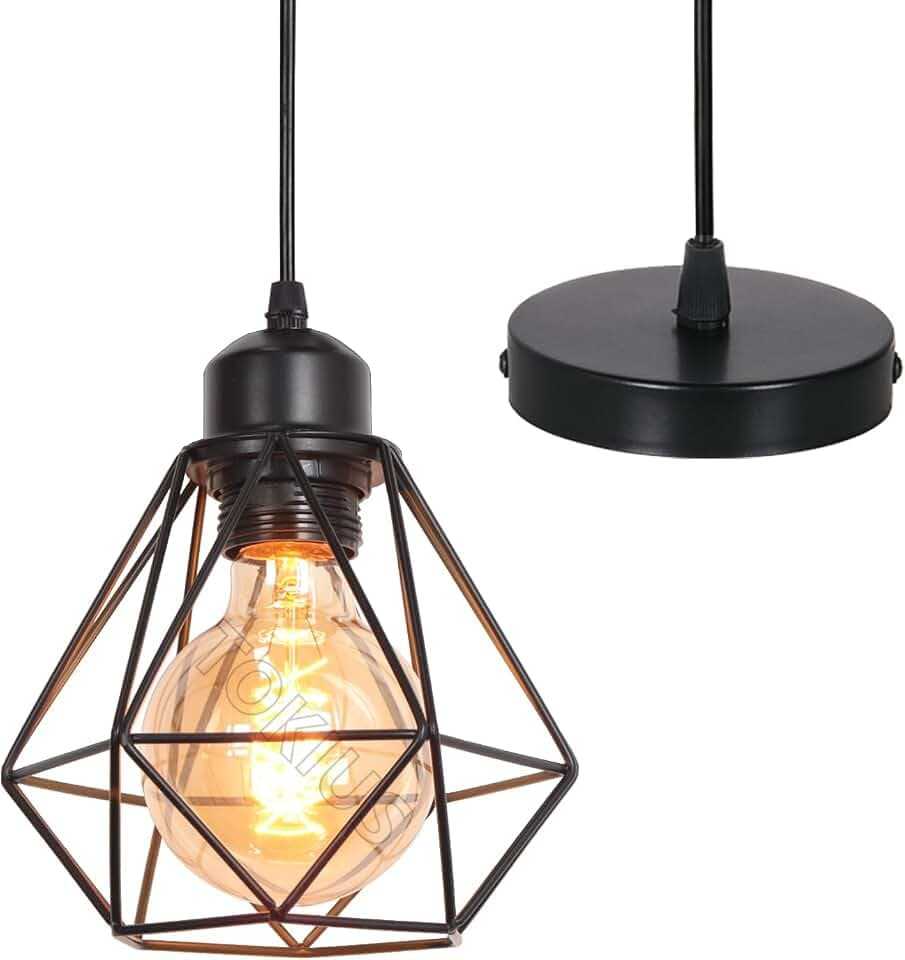 Industrielle Hängeleuchte, Vintage, E27, Deckenleuchte, Metall, Käfig, Ø 160 mm, Beleuchtung für Wohnzimmer, Küche, Schlafzimmer
