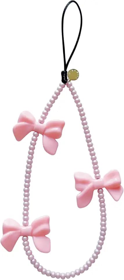 Drawwind Phone Charm Beaded Wristlet Strap Universal Cell Phone Lanyard Cute Bracelet Wrist Strap Beaded Chain String Handmade Accessories for Case Camera Bags (Bow Beau)