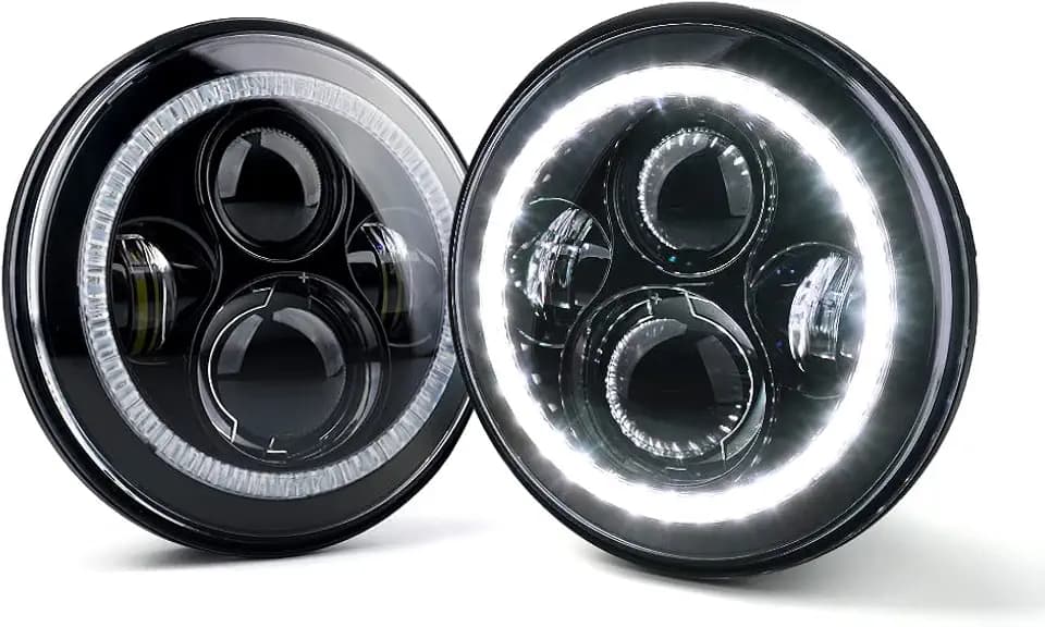 Xprite 90W LED Halo Ring Headlights Compatible with 97-18 Jeep Wrangler JK