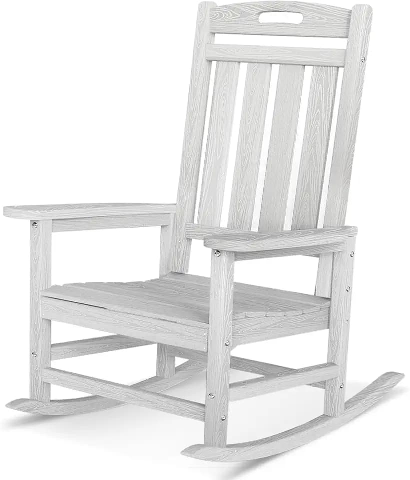 Oversized Outdoor Rocking Chair, HDPE Plastic High Back Rocking Chairs