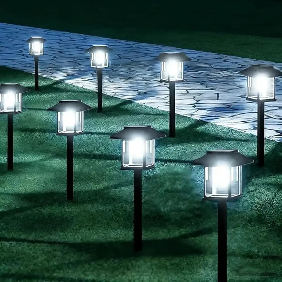 16-Pack Solar Lights Outdoor (Extra-Bright & Smart Auto On/Off), Solar Powered Garden Lights, Waterproof Solar Pathway Lights for Landscape, Path, Yard, Patio, Driveway, Walkway Decor (Cool White)