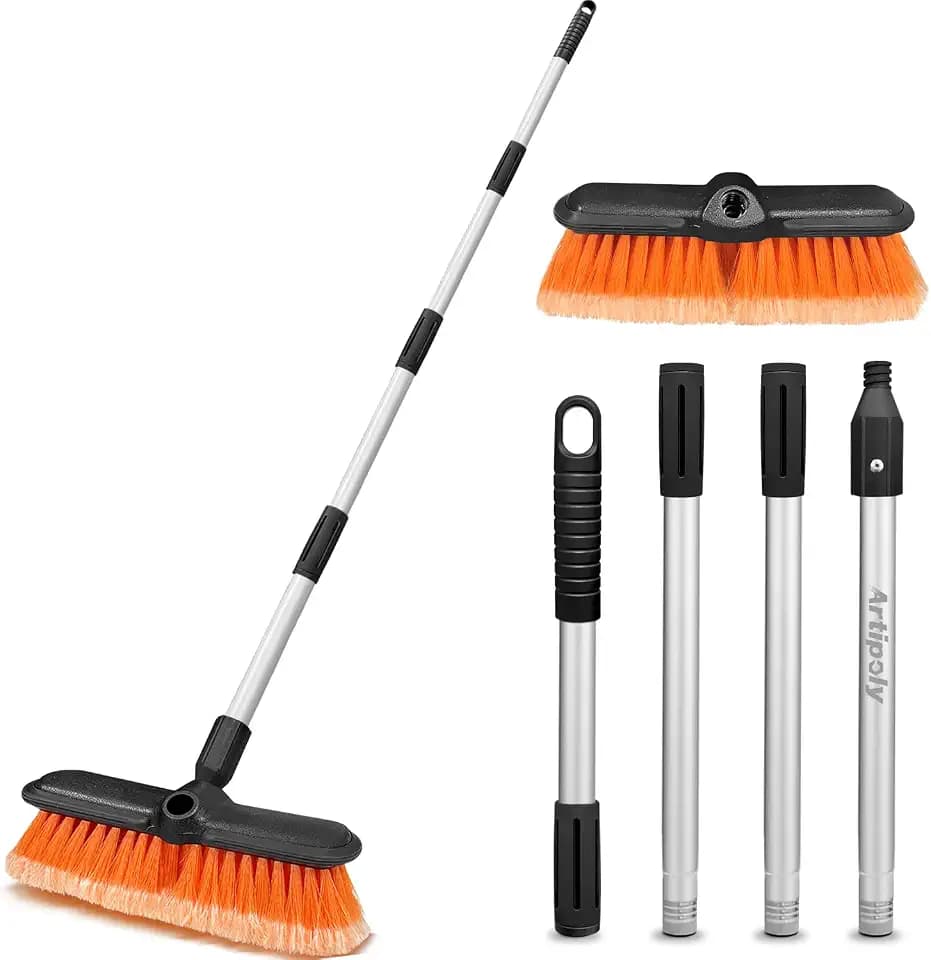 ARTIPOLY 62" Car Wash Brush with Extension Pole, Car Wash 10” Dip Soft Brush, No Scratch Car Cleaning Brush Supplies for RV Boat Truck SUV, House Siding, Snow, Floors, Extension Aluminum Alloy