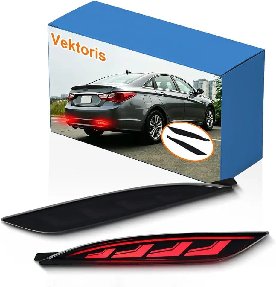 LED Rear Bumper Reflector Light for Hyundai Sonata 2011 2012 2013, Tail Light Brake Light for Sonata 8th with Turn Signal Lamp DRL, Indicators Replaces# HY2830102 HY2831102 (Smoked Lens)
