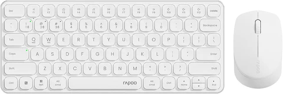Rapoo 9010M Multi-Device Keyboard and Mouse Combo, 2.4GHz/Bluetooth 5.0/4.0 Wireless Keyboard & Mouse Set for Windows/Mac/Linux/Chrome, Support 4 Devices, Low-Profile Silent Click, Battery Powered