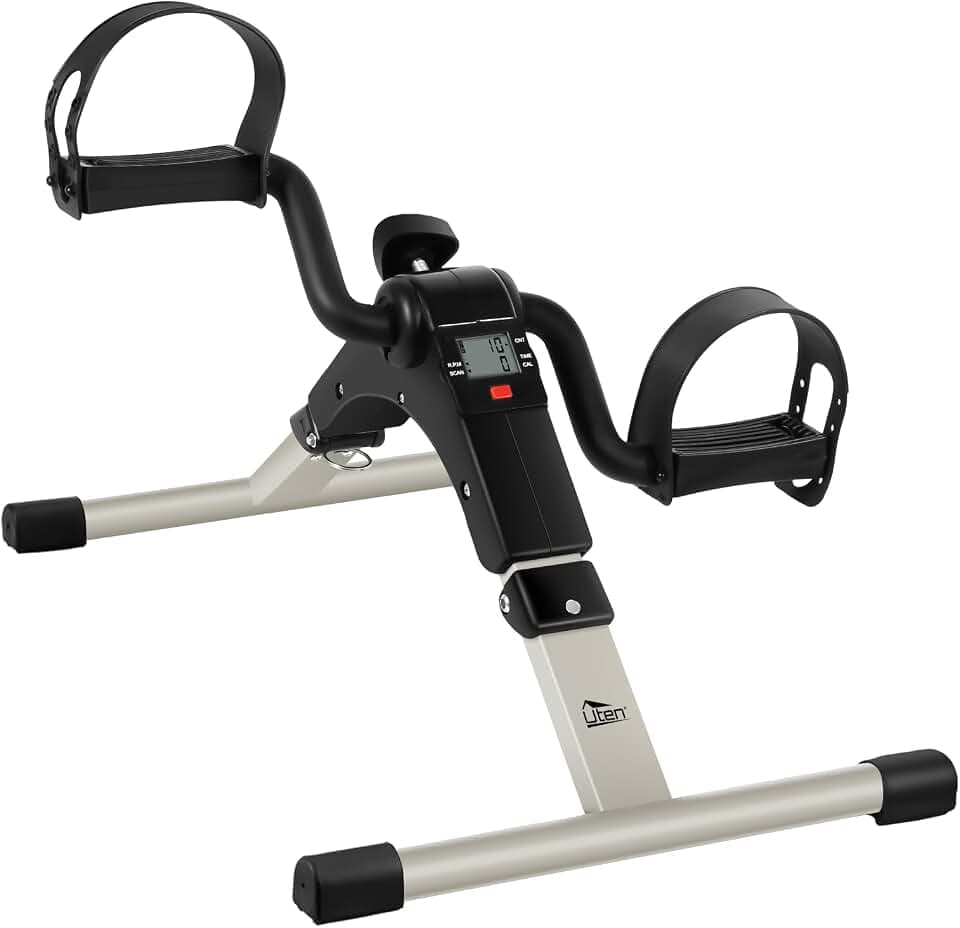 Mini Heimtrainer, Uten Heimtrainer Fitnessgerät mit Einstellbarer Widerstand mit Rutschfester Matte Mini Bike Arm und Beintrainer für Zuhause Büro Einstellbarer