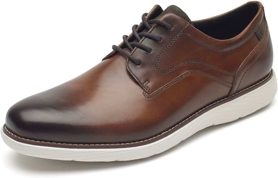 Rockport Men's Garett Plain Toe Oxford, Cognac, 14 W US