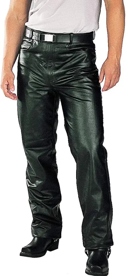 Milwaukee Leather LKM5716 Men's Classic Black Premium Leather Fitted Casual Biker Leather Pants