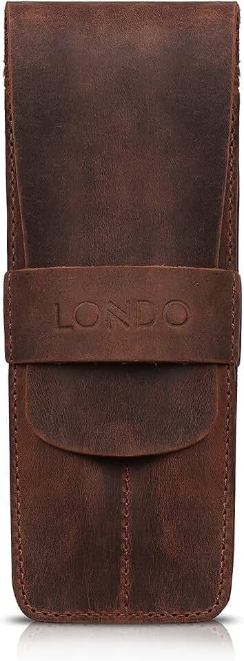Londo Echtleder Stift- und Bleistiftetui mit Umklapp-Flap, Schreibwaren Tasche – Zwei Fächer