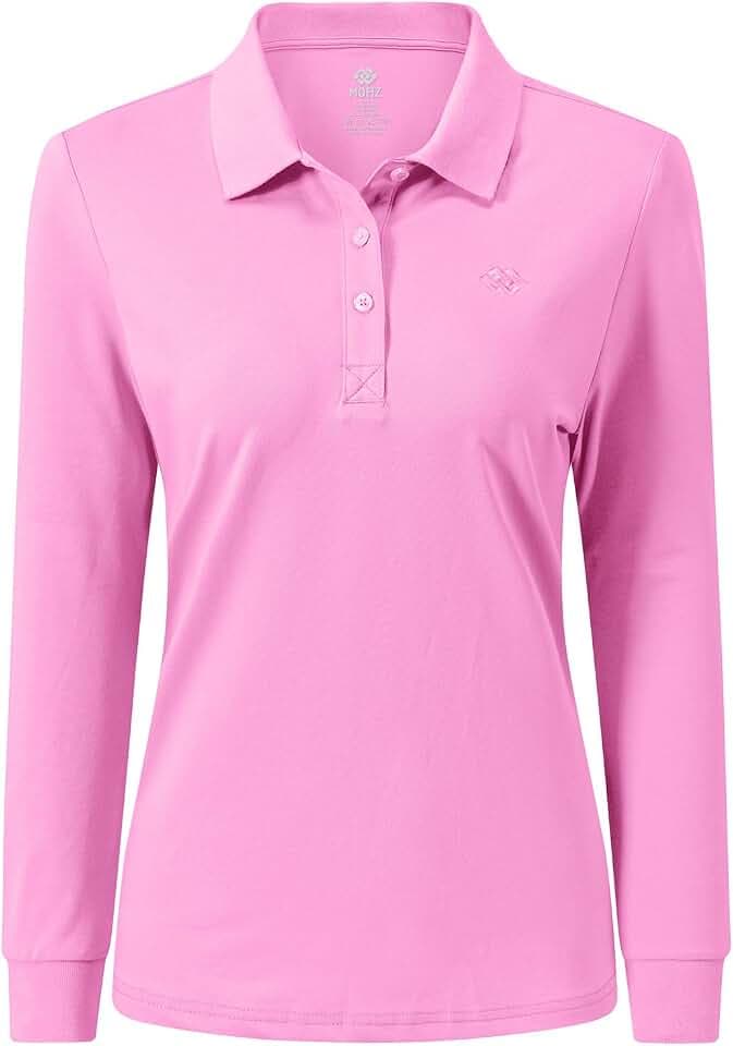 Damen Poloshirt Baumwolle Golf Wintershirt Langarm Oberteile Sports Training Polo mit Kragen