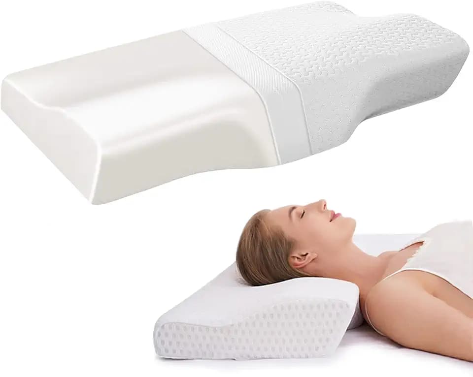 Prämie Hohe Dichte Memory Foam Nackenstützkissen,Ergonomisches Kissen Kopfkissen für Seiten,Rücken & Bauchschläfer,Waschbarem Luft-Baumwoll-Kissenbezug