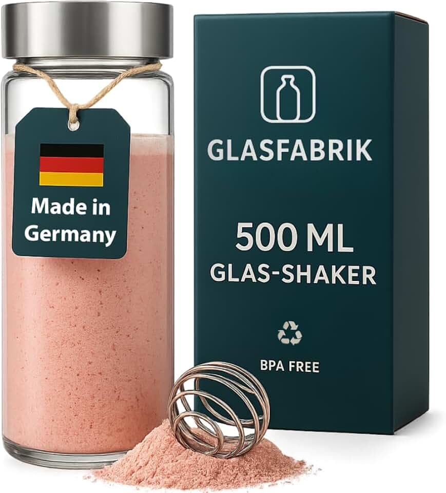 GLASFABRIK Premium Glas Shaker Proteinshake 500 ml | Made in Germany