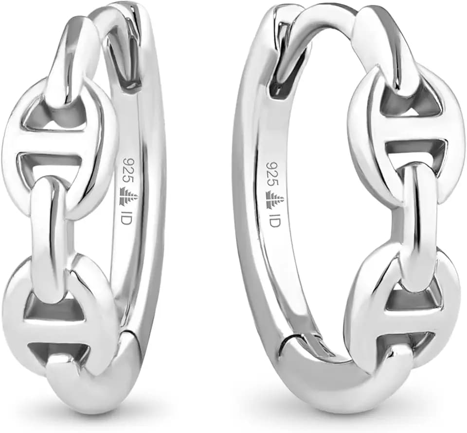 DEVATA Gold or Rhodium Plated Sterling Silver 925 - Hoop, Huggie, Stud, Drop Earrings for Women – Heart, Knot, Clover, Infinity, Mariner, Cable, Daisy, Rope, Ribbed, Dome
