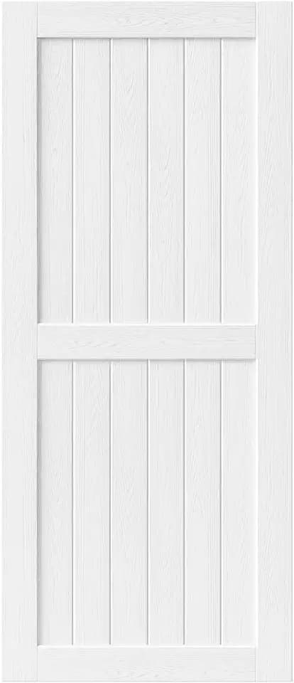 EaseLife 36in x 84in Sliding Barn Wood Door,Interior Doors,DIY Assemblely,Solid Natural Spruce Panelled Slab,Easy Install,Apply to Rooms & Storage Closet,H-Frame