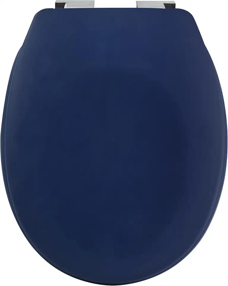 Spirella Premium Toilettendeckel oval Klodeckel mit matten Finish und Softclose Absenkautomatik. Antibakterielle Klobrille aus Duroplast und rostfreiem Edelstahl - Blau