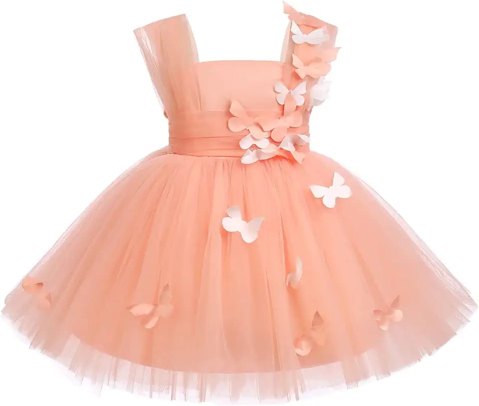 FYMNSI Baby Mädchen Prinzessin Kleid Blumenmädchenkleid Taufkleid Kleinkinder Schmetterling Festlich Festkleid Hochzeit Prinzessin Tüllkleid Abendkleid