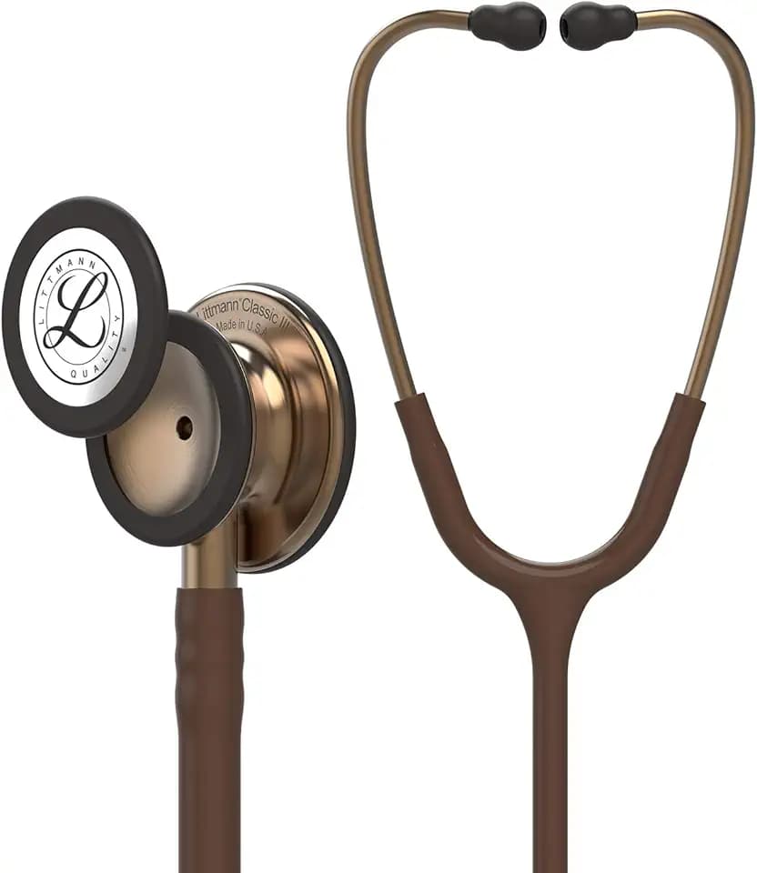 3M Littmann Classic III Monitoring Stethoscope, 5809, More Than 2X as Loud, Weighs Less, Stainless Steel Copper-Finish Chestpiece, 27" Chocolate Tube, Copper Stem and Headset