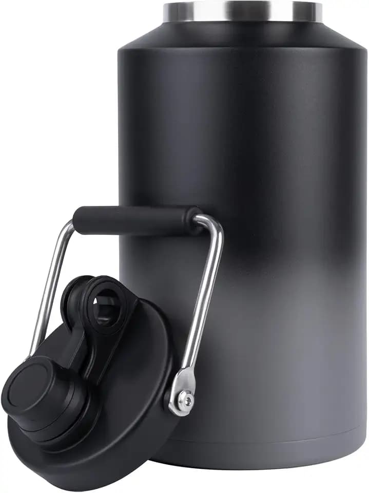 Kerilyn Insulated Gallon Jug with Handle, One Gallon, 128oz Stainless Steel, Large Double Vacuum Water Bottle for Hot & Cold Drinks, Wide Mouth, Sweat Proof, Great for Travel, Camping, Grey Gradient