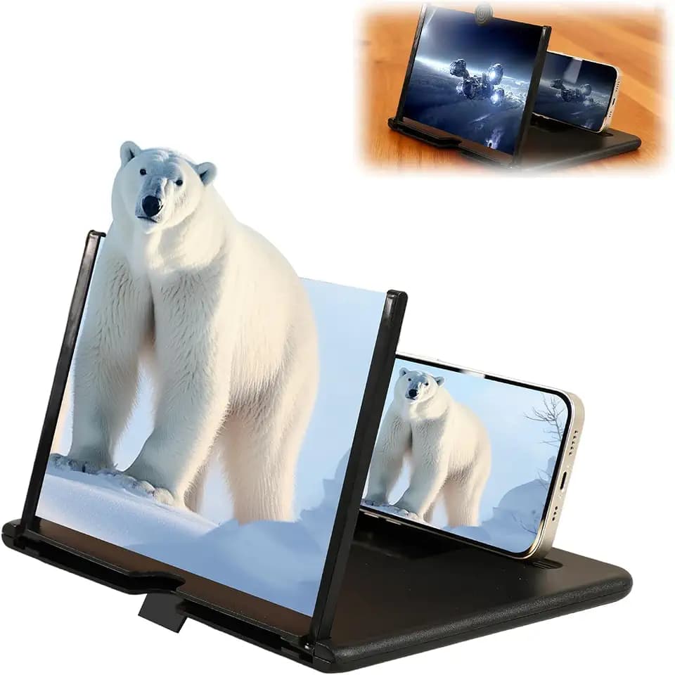 Screen Magnifier Version, Mobile Phone 3D HD Magnifying Projector Screen Enlarger for Movies, Videos and Gaming, Foldable Holder Stand Compatible with All Phones (Black, 10inch)