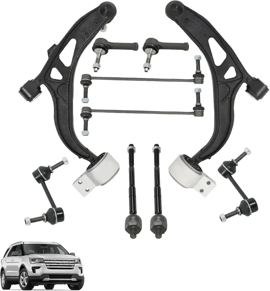 10pcs Front Lower Control Arm Ball Joint Sway Bar Tie Rod Replacement for Explorer 2011-2019