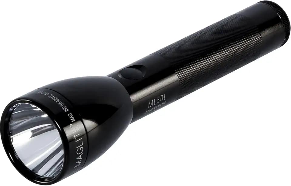 MagLite ML50L 2-Cell C – High Lumens LED Flashlight with Adjustable Focus for Precise Beam, High, Low & Eco Modes, Long Battery Life, Water-Resistant for Emergency, Outdoor, and Camping – Black