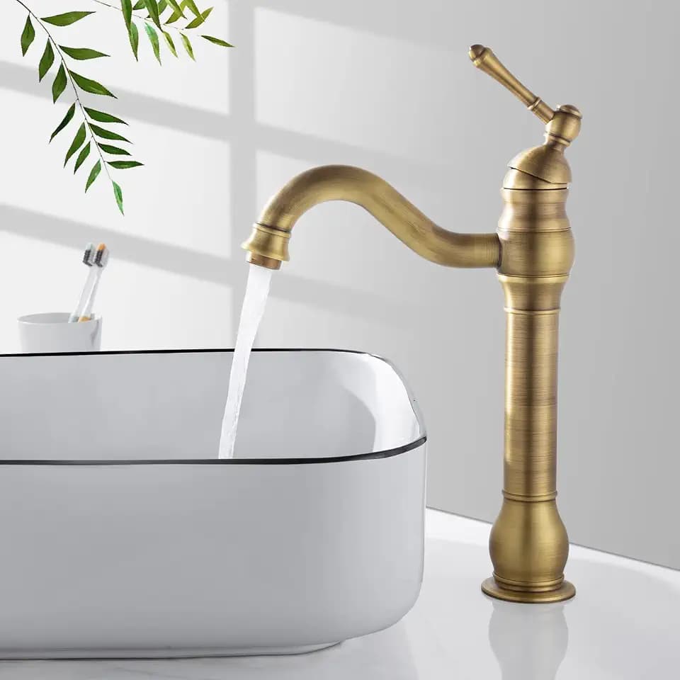 Namuoto Wasserhahn Bad Messing, Waschtischarmatur Hoch Gebürstetes Gold