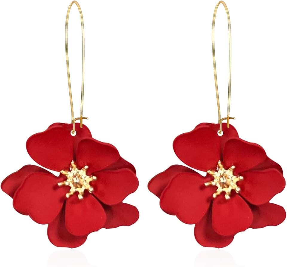Bohemian Daisy Flower Matte Floral Long Petal Drop Dangle Earrings Layered Tiered for Women Chic Boho Wedding Jewelry