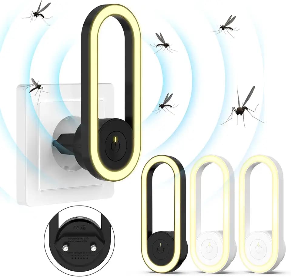 Ultraschall Schädlingsbekämpfer 4 Stück Mückenschutz, Ultraschall Elektrisch Insekten Stecker Mückenstecker Mäusevertreiber für Drinnen Mücken, Mäuse, Spinnen, Kakerlaken, Insekten, Flöhe, Motten