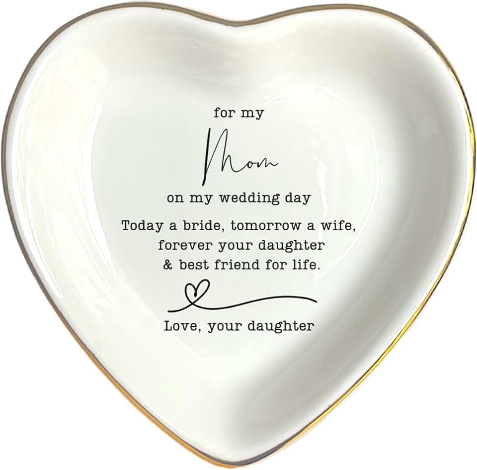 To My Mom on Wedding Day Ring Dish - Mother of the Bride Gift From Daughter, Jewelry Dish for Bonus Mom, Stepmom or Birthday, Thank You Mama Wedding Present