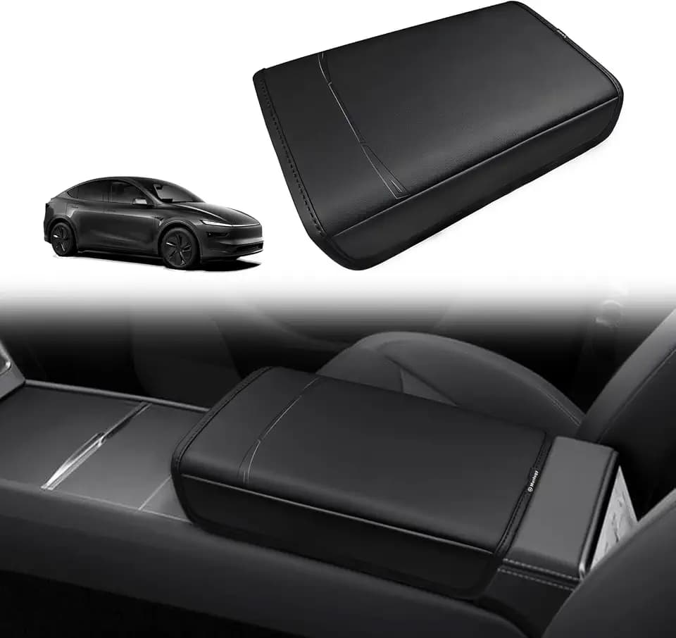 Muslogy Armrest Cover for Model Y Juniper 2026, Debossing Black