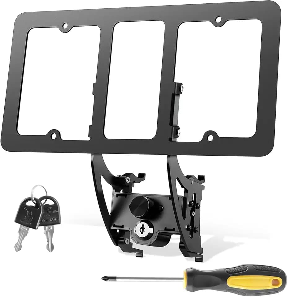 Original Lockable Front License Plate Frame for Tesla Model Y/3, Metal Anti-Theft Front License Plate Holder Mount Fit for 2021 to 2024 Tesla Model Y & 2021 to 2023 Model 3, No Drilling